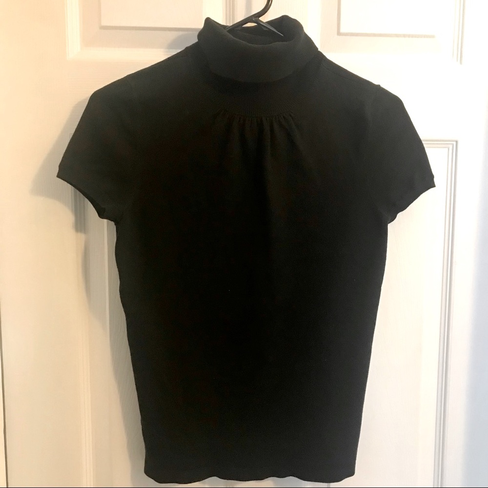 Ann Taylor Cap Sleeve Black Turtleneck Sweater S